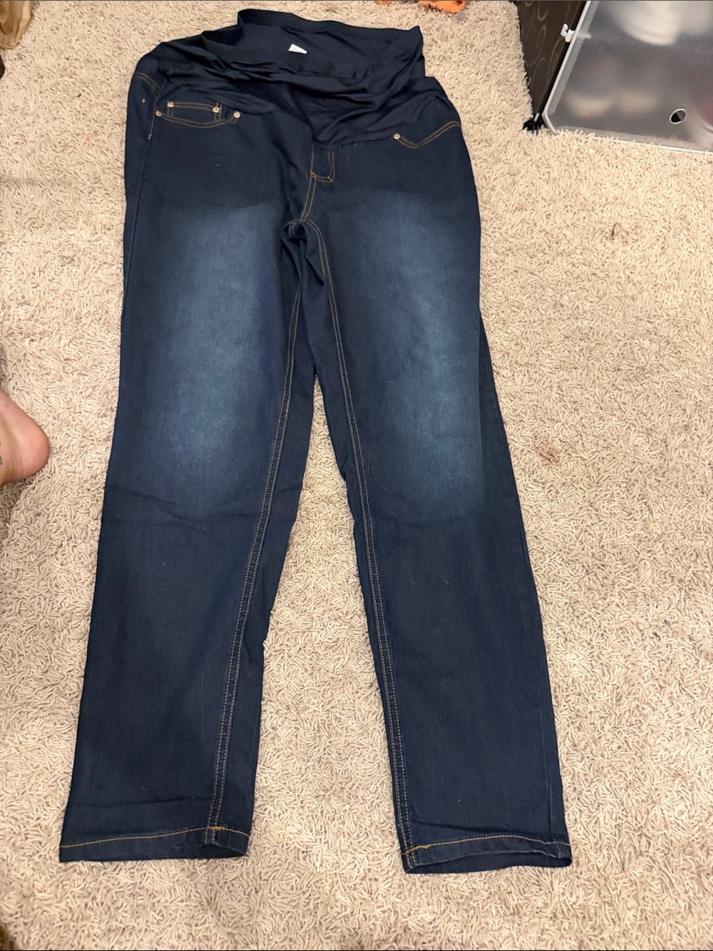Oh! Mamma Dark Blue Straight Leg Maternity Jeans